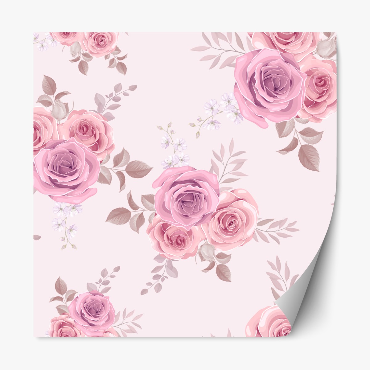 Repositionable sticker delicate pink rose floral pattern