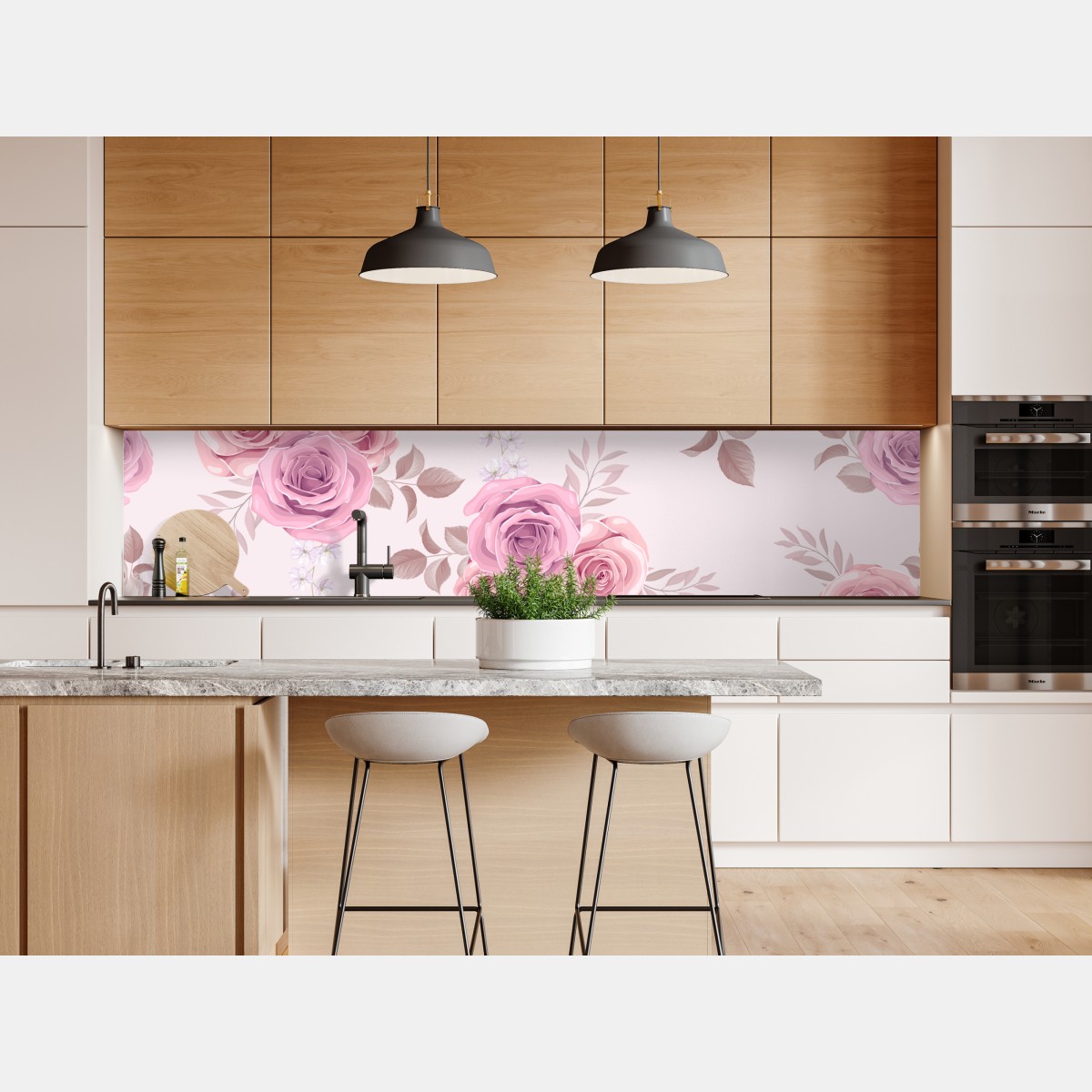 Naklejka repozycjonowalna delikatny różowy wzór z różami – Wallissimo® Naklejka repozycjonowalna delikatny różowy wzór z różami – Wallissimo®