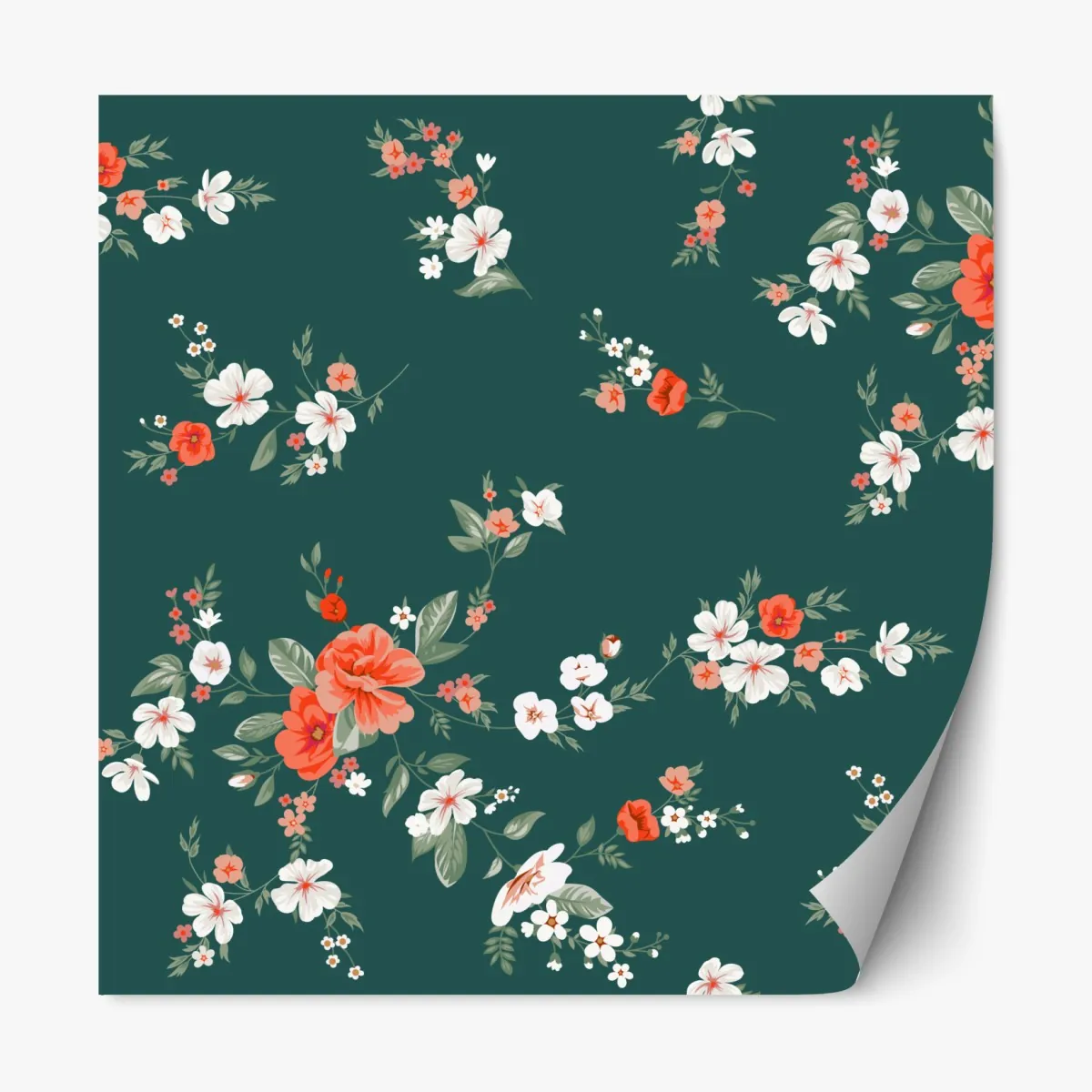 Naklejka repozycjonowalna vintage koralowy wzór kwiatowy na ciemnozielonym tle – Wallissimo® Naklejka repozycjonowalna vintage koralowy wzór kwiatowy na ciemnozielonym tle – Wallissimo®