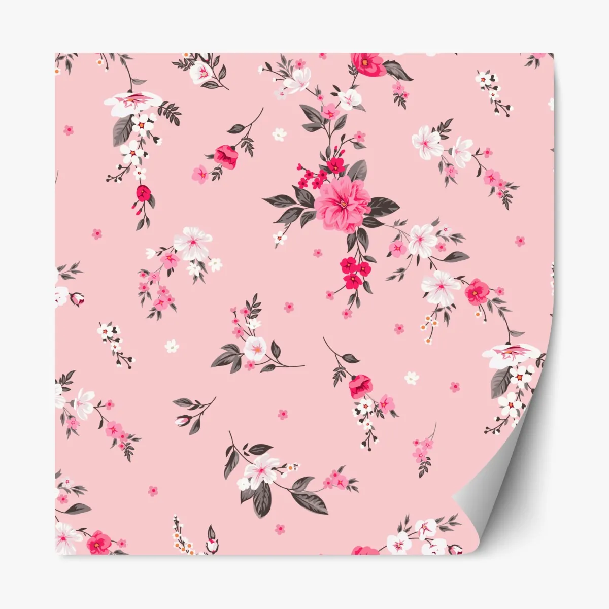 Naklejka repozycjonowalna delikatny różowy wzór kwiatowy – Wallissimo® Naklejka repozycjonowalna delikatny różowy wzór kwiatowy – Wallissimo®