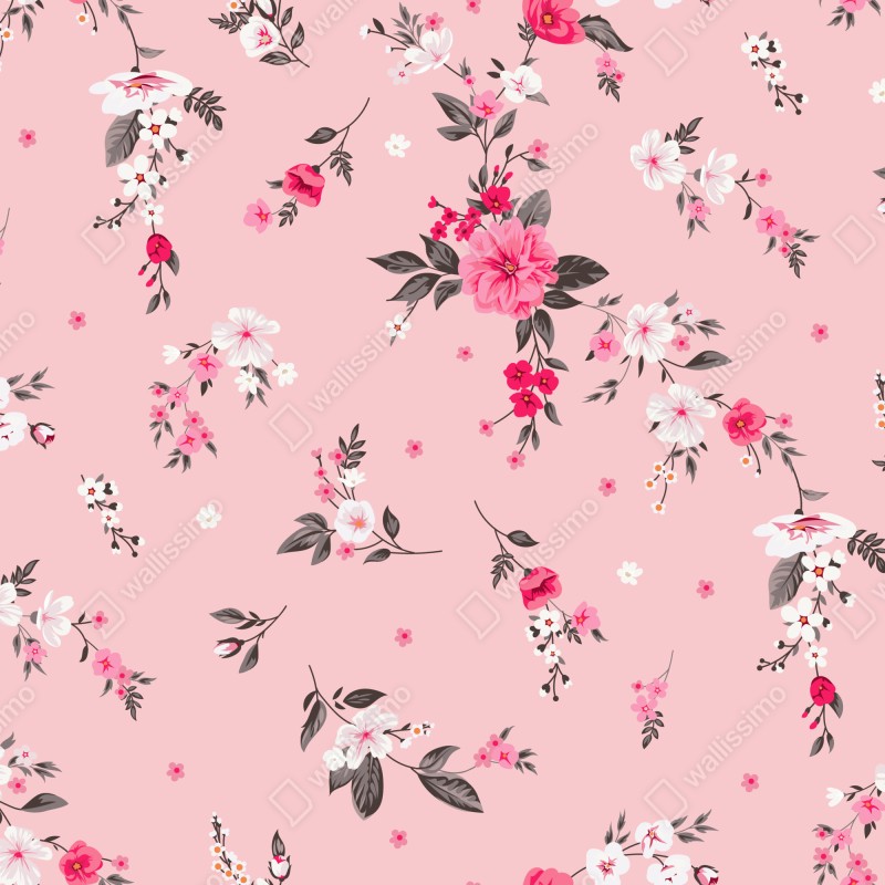 Naklejka repozycjonowalna delikatny różowy wzór kwiatowy – Wallissimo® Naklejka repozycjonowalna delikatny różowy wzór kwiatowy – Wallissimo®