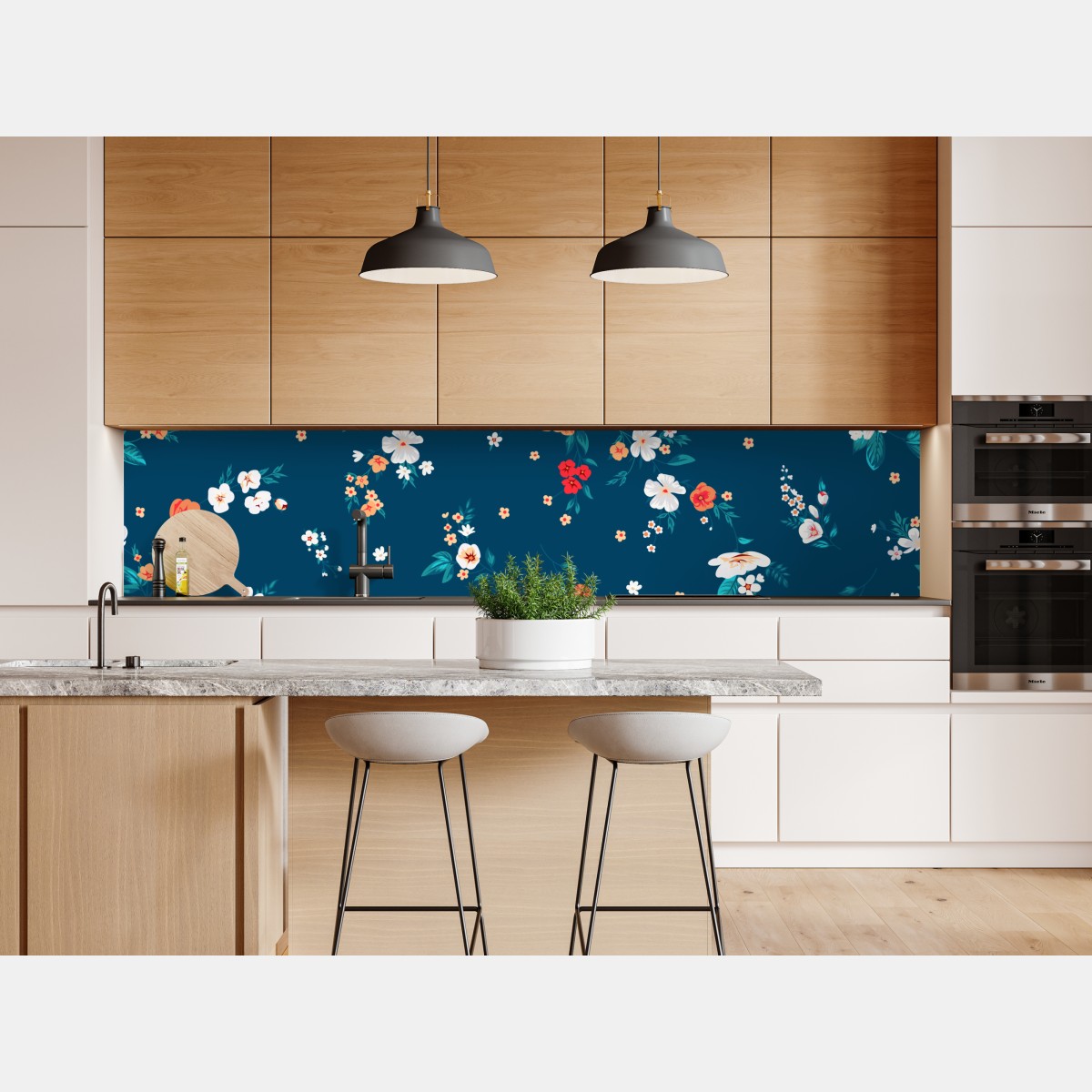 Naklejka repozycjonowalna delikatny rozproszony wzór kwiatowy na głębokim turkusie – Wallissimo® Naklejka repozycjonowalna delikatny rozproszony wzór kwiatowy na głębokim turkusie – Wallissimo®