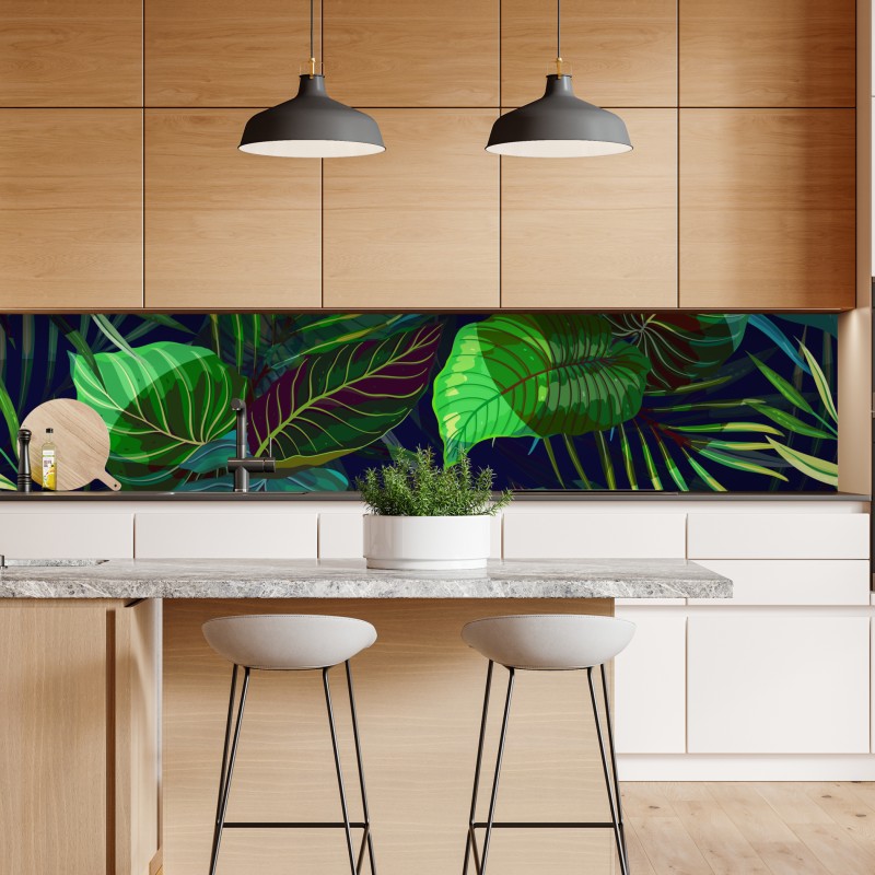 Naklejka repozycjonowalna tropikalny zielony wzór liści – Wallissimo® Naklejka repozycjonowalna tropikalny zielony wzór liści – Wallissimo®