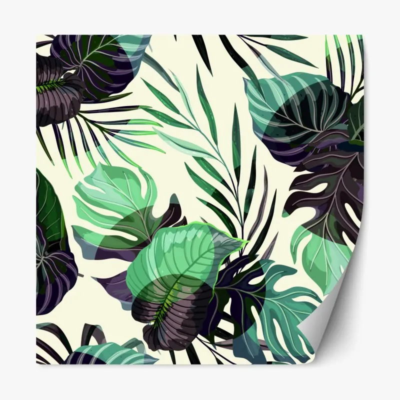 Naklejka repozycjonowalna różowy wzór z flamingami i liśćmi tropikalnymi – Wallissimo®