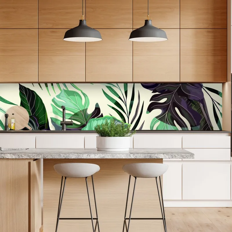 Naklejka repozycjonowalna różowy wzór z flamingami i liśćmi tropikalnymi – Wallissimo®