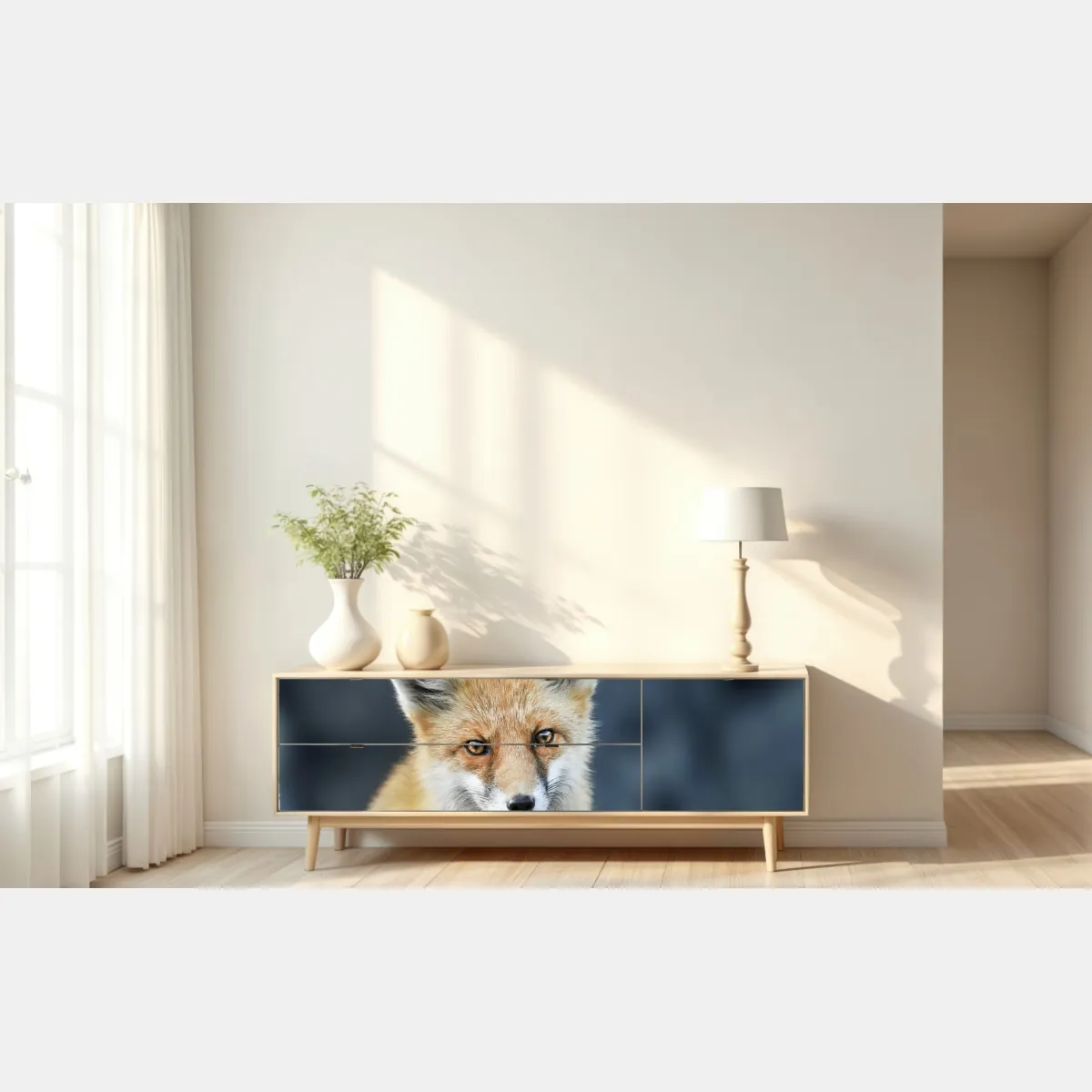 Naklejka repozycjonowalna portret czerwonego lisa – Wallissimo® Naklejka repozycjonowalna portret czerwonego lisa – Wallissimo®