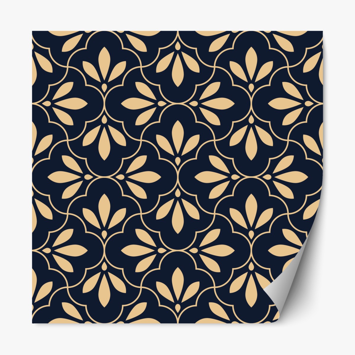 Repositionable sticker navy and beige ornamental pattern