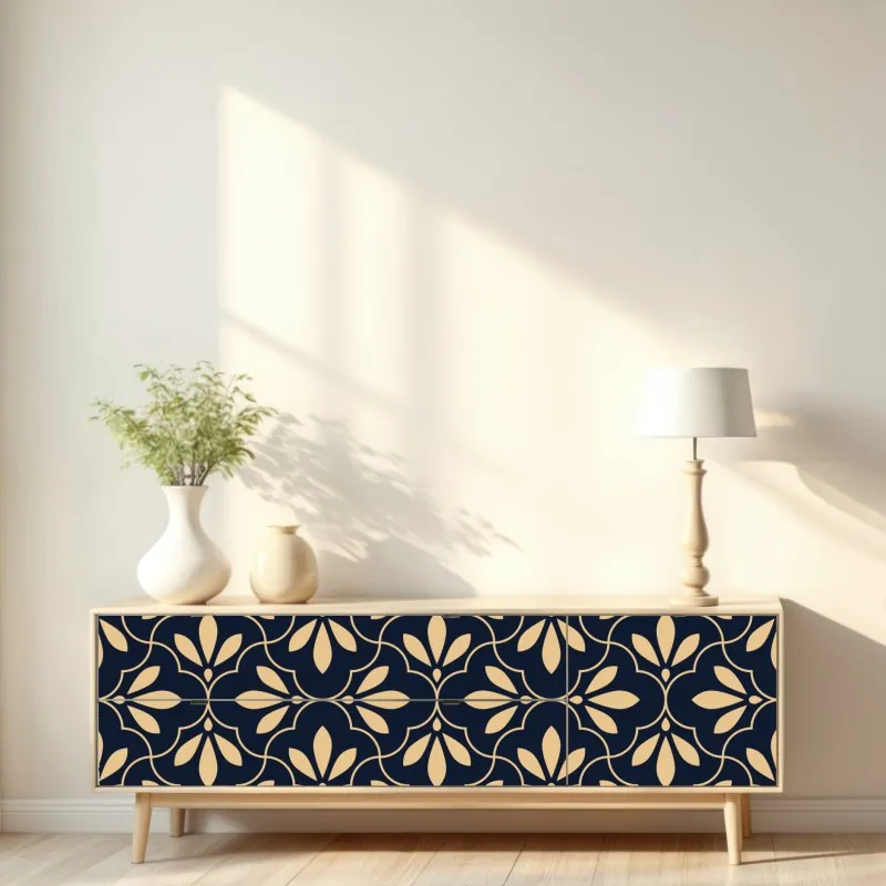 Naklejka repozycjonowalna orientalny wzór z drzewami i liśćmi – Wallissimo®