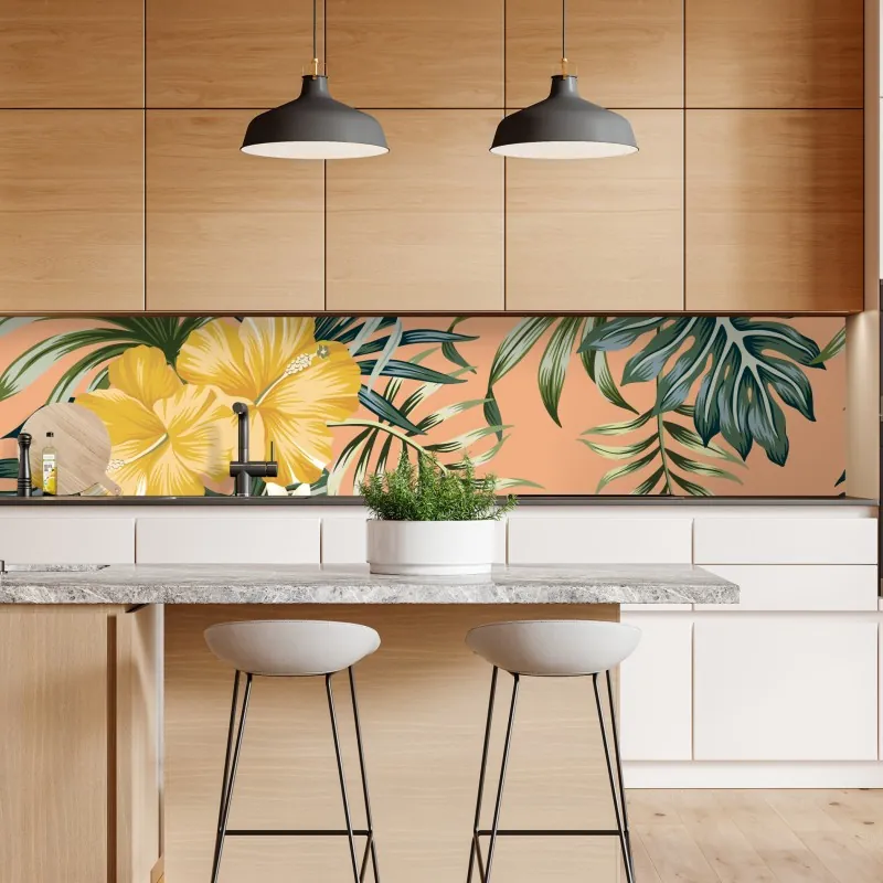 Naklejka repozycjonowalna akwarelowy wzór z ptakami i różami – Wallissimo®