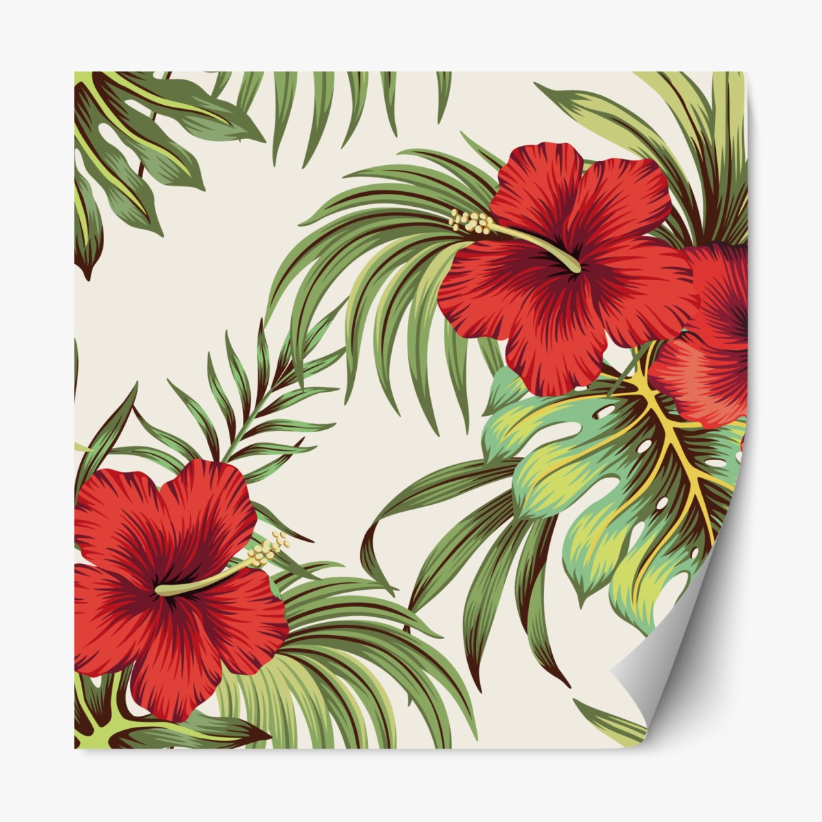 Repositionable sticker vibrant hibiscus tropical print