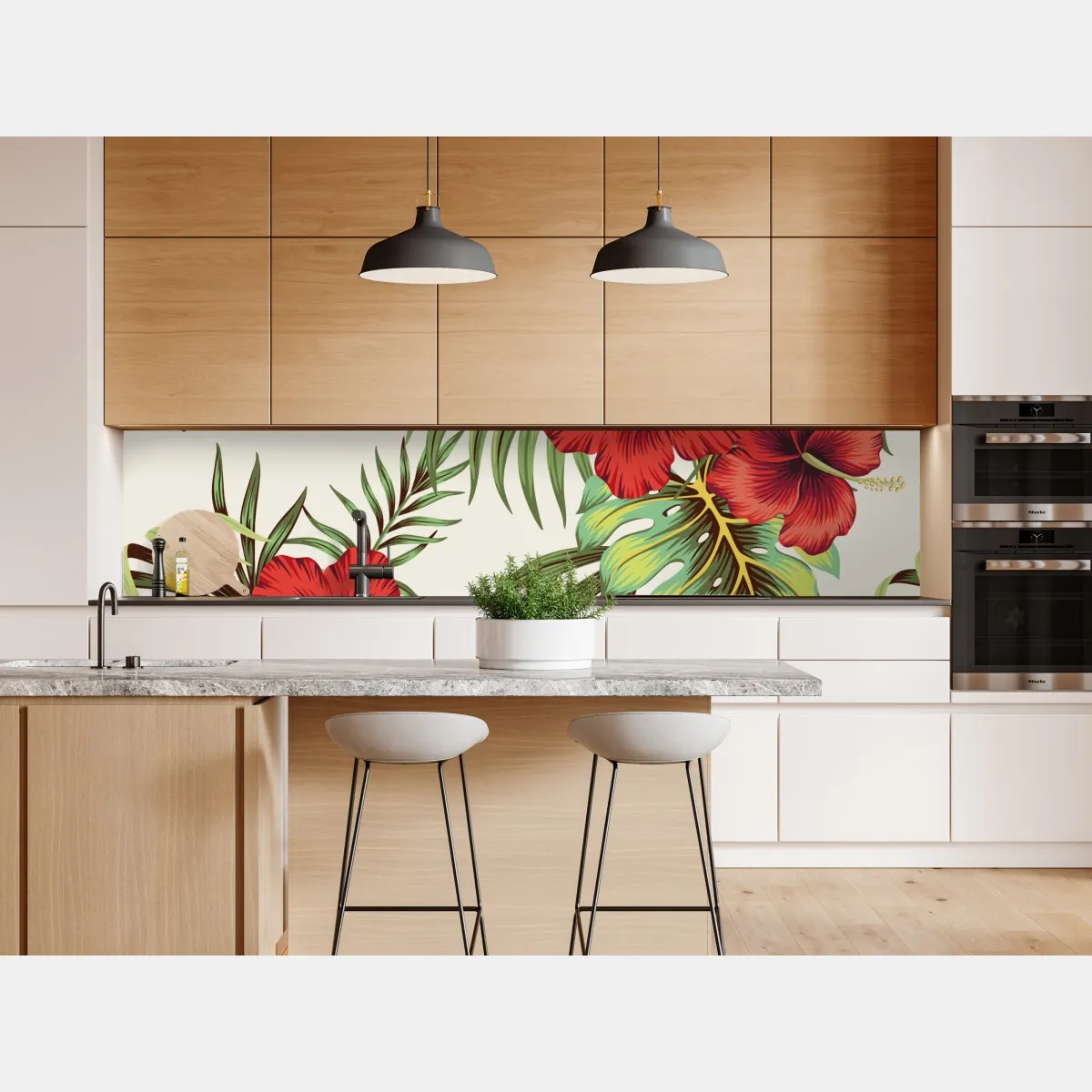 Naklejka repozycjonowalna tropikalny motyw hibiskusa – Wallissimo® Naklejka repozycjonowalna tropikalny motyw hibiskusa – Wallissimo®
