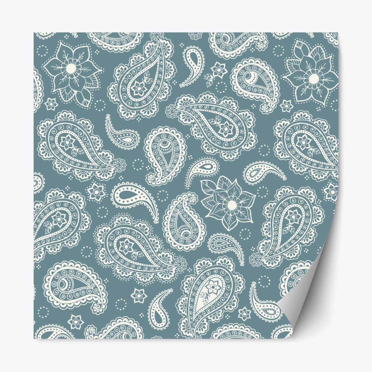 Repositionable sticker teal paisley ornamental pattern