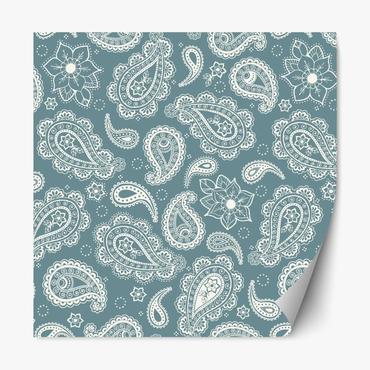 Naklejka repozycjonowalna morski wzór paisley z kwiatowymi motywami – Wallissimo® Naklejka repozycjonowalna morski wzór paisley z kwiatowymi motywami – Wallissimo®