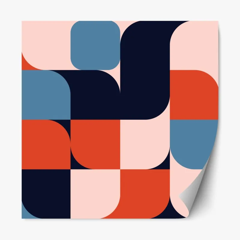 Naklejka repozycjonowalna odważny geometryczny wzór retro