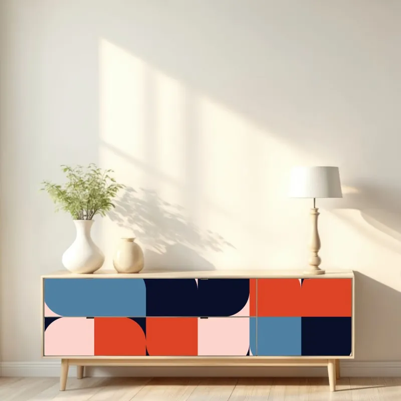 Naklejka repozycjonowalna odważny geometryczny wzór retro – Wallissimo® Naklejka repozycjonowalna odważny geometryczny wzór retro – Wallissimo®