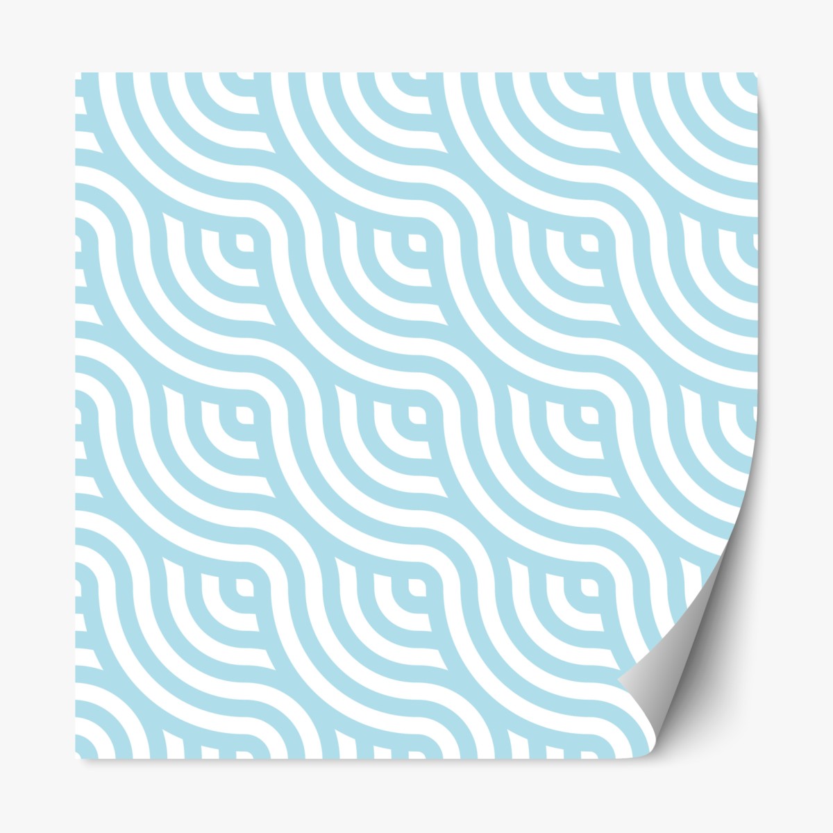Repositionable sticker soft turquoise geometric wave pattern