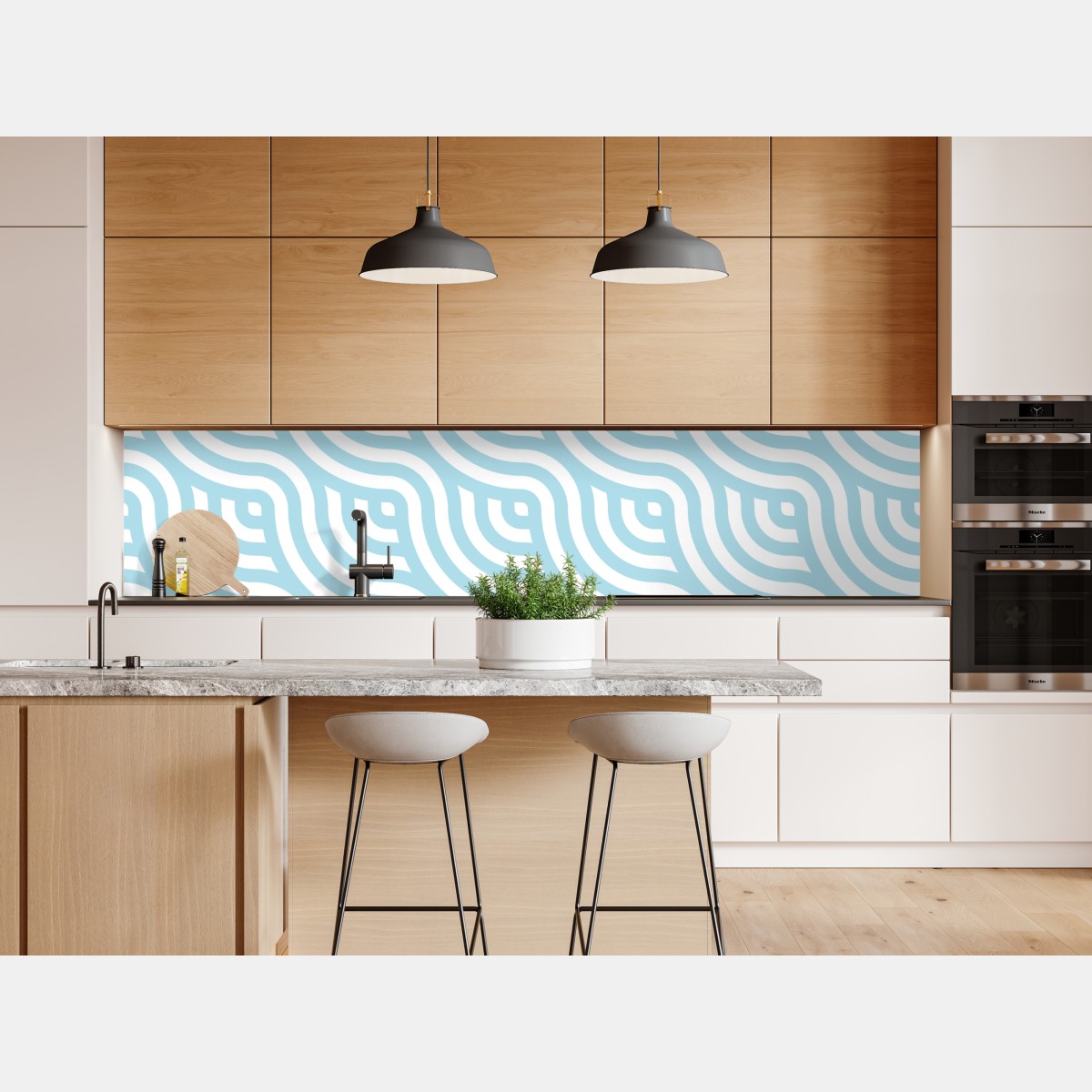 Naklejka repozycjonowalna miękki turkusowy geometryczny wzór fal – Wallissimo® Naklejka repozycjonowalna miękki turkusowy geometryczny wzór fal – Wallissimo®