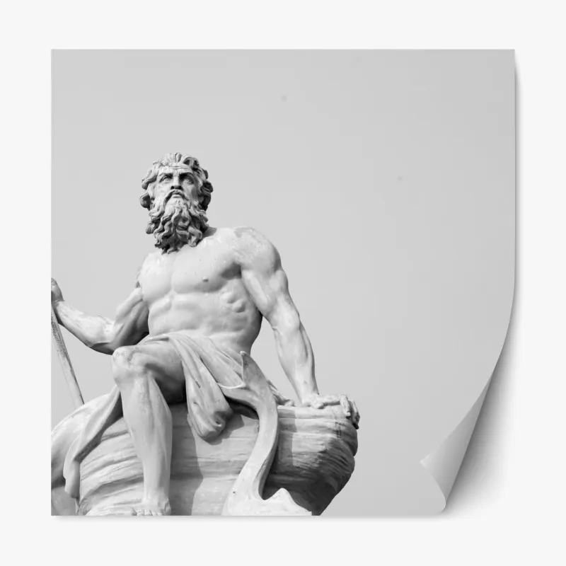 Naklejka repozycjonowalna Neptun klasyczny posąg w monochromie