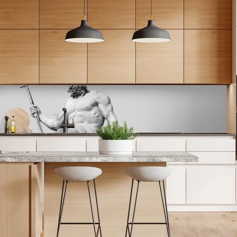 Naklejka repozycjonowalna Neptun klasyczny posąg w monochromie – Wallissimo® Naklejka repozycjonowalna Neptun klasyczny posąg w monochromie – Wallissimo®