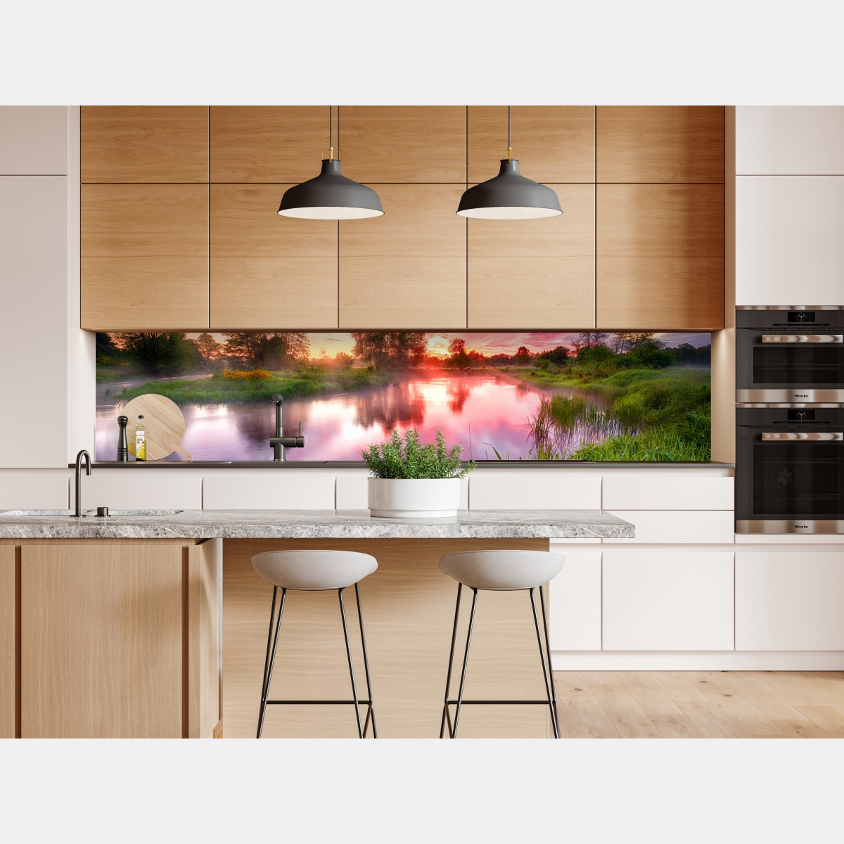 Naklejka repozycjonowalna spokojny letni wschód słońca nad brzegiem rzeki – Wallissimo® Naklejka repozycjonowalna spokojny letni wschód słońca nad brzegiem rzeki – Wallissimo®