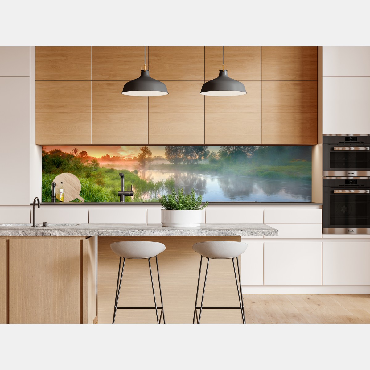 Naklejka repozycjonowalna mgła o świcie nad brzegiem rzeki – Wallissimo® Naklejka repozycjonowalna mgła o świcie nad brzegiem rzeki – Wallissimo®