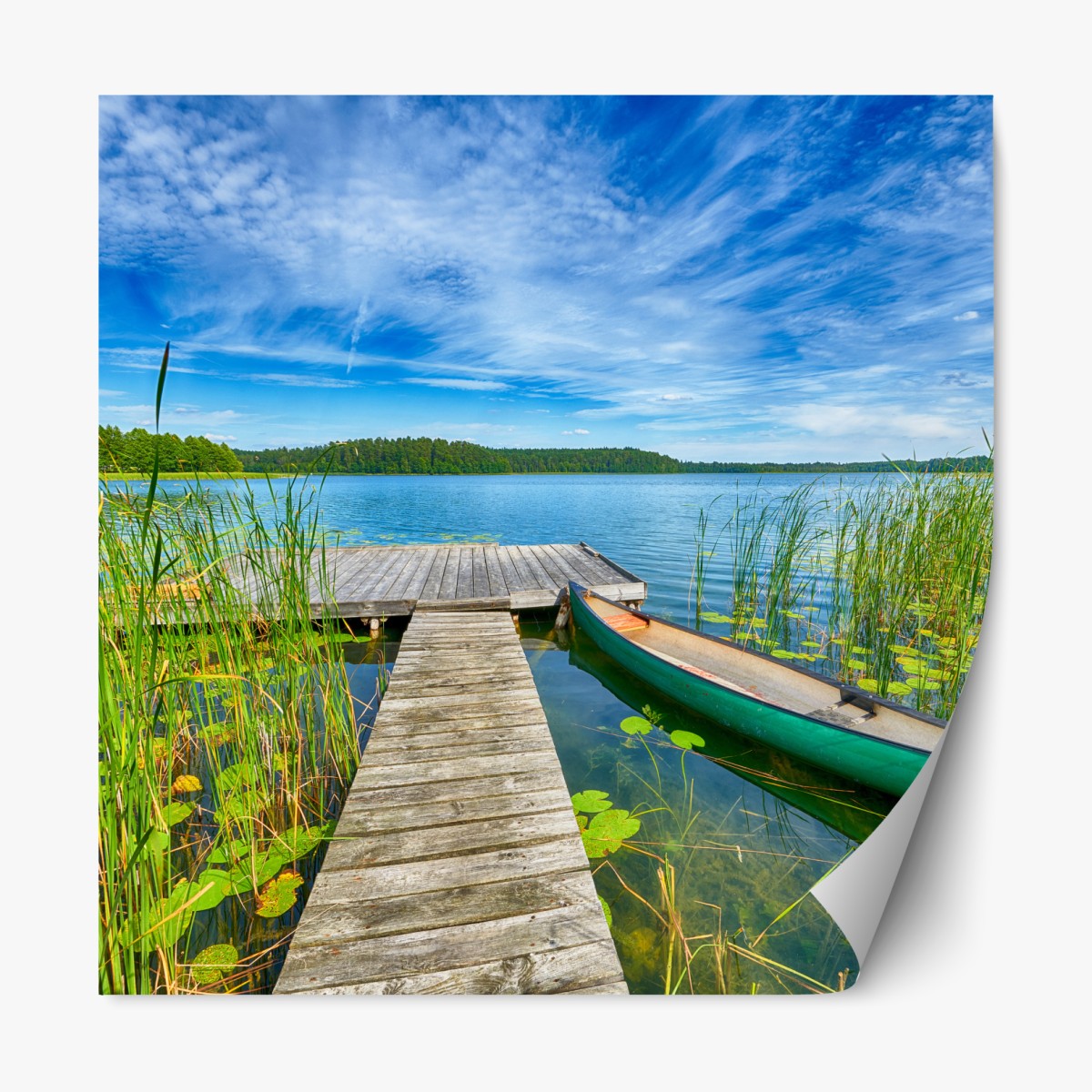 Repositionable sticker tranquil summer lake in Masuria