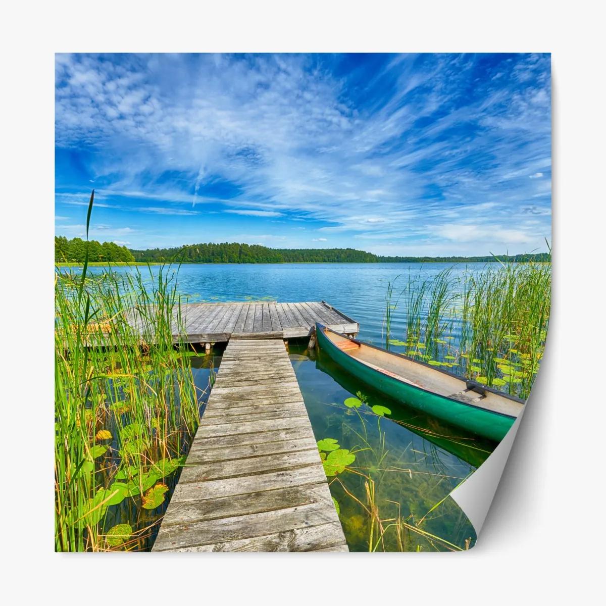 Naklejka repozycjonowalna spokojne letnie jezioro na Mazurach – Wallissimo® Naklejka repozycjonowalna spokojne letnie jezioro na Mazurach – Wallissimo®