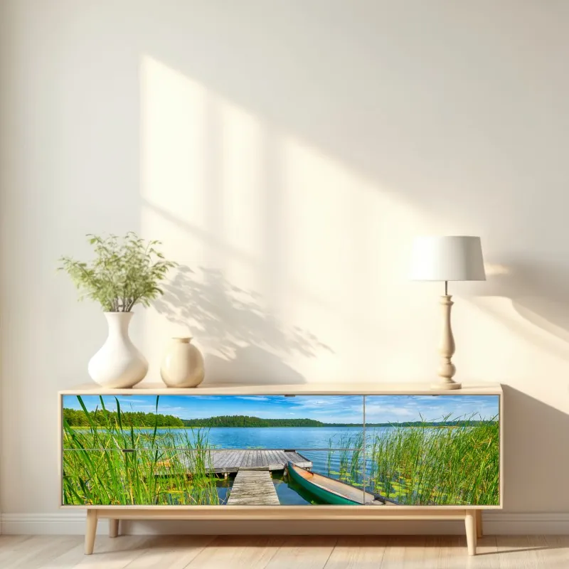 Naklejka repozycjonowalna gniady koń na polu rzepaku – Wallissimo®