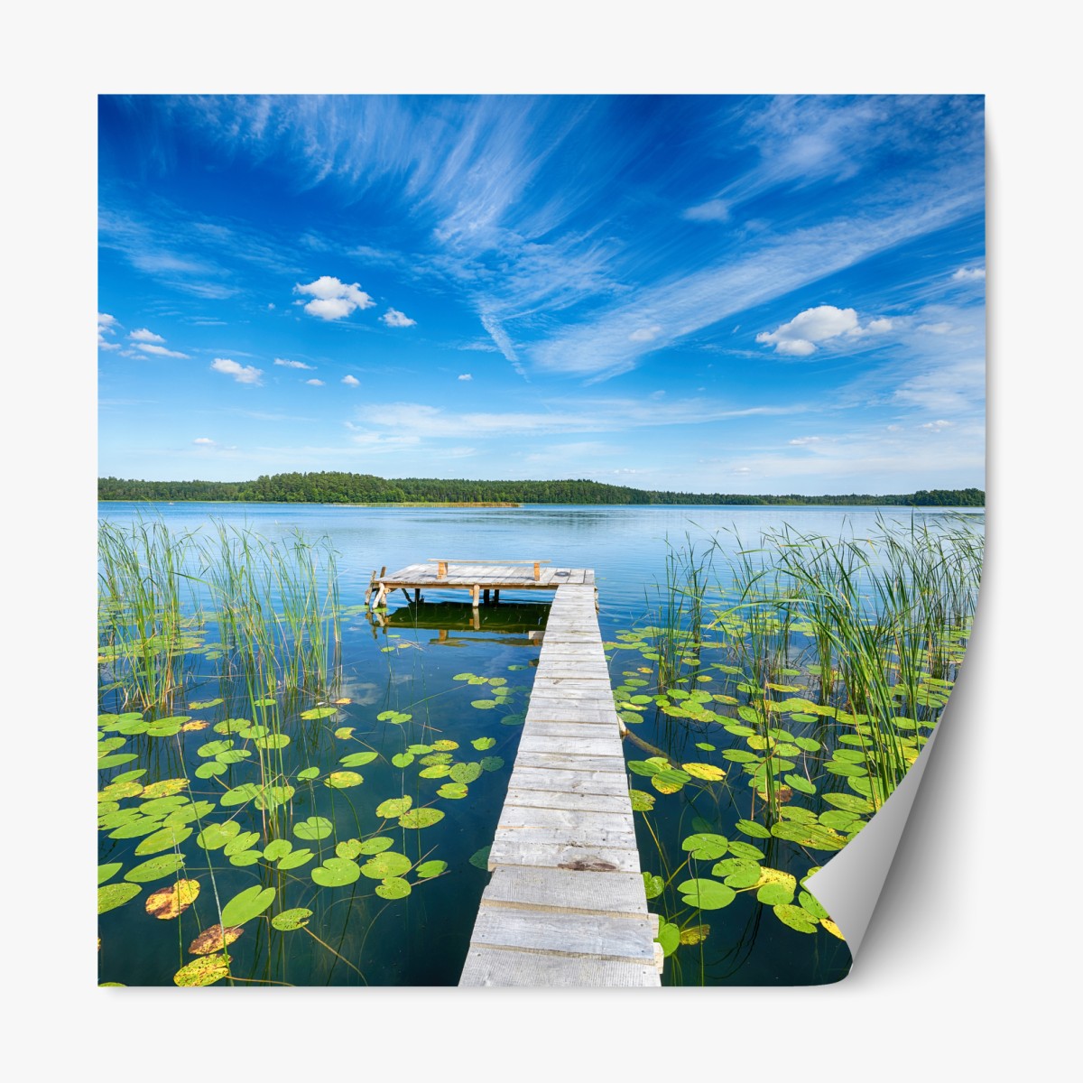 Repositionable sticker Masuria lakeside pier in summer