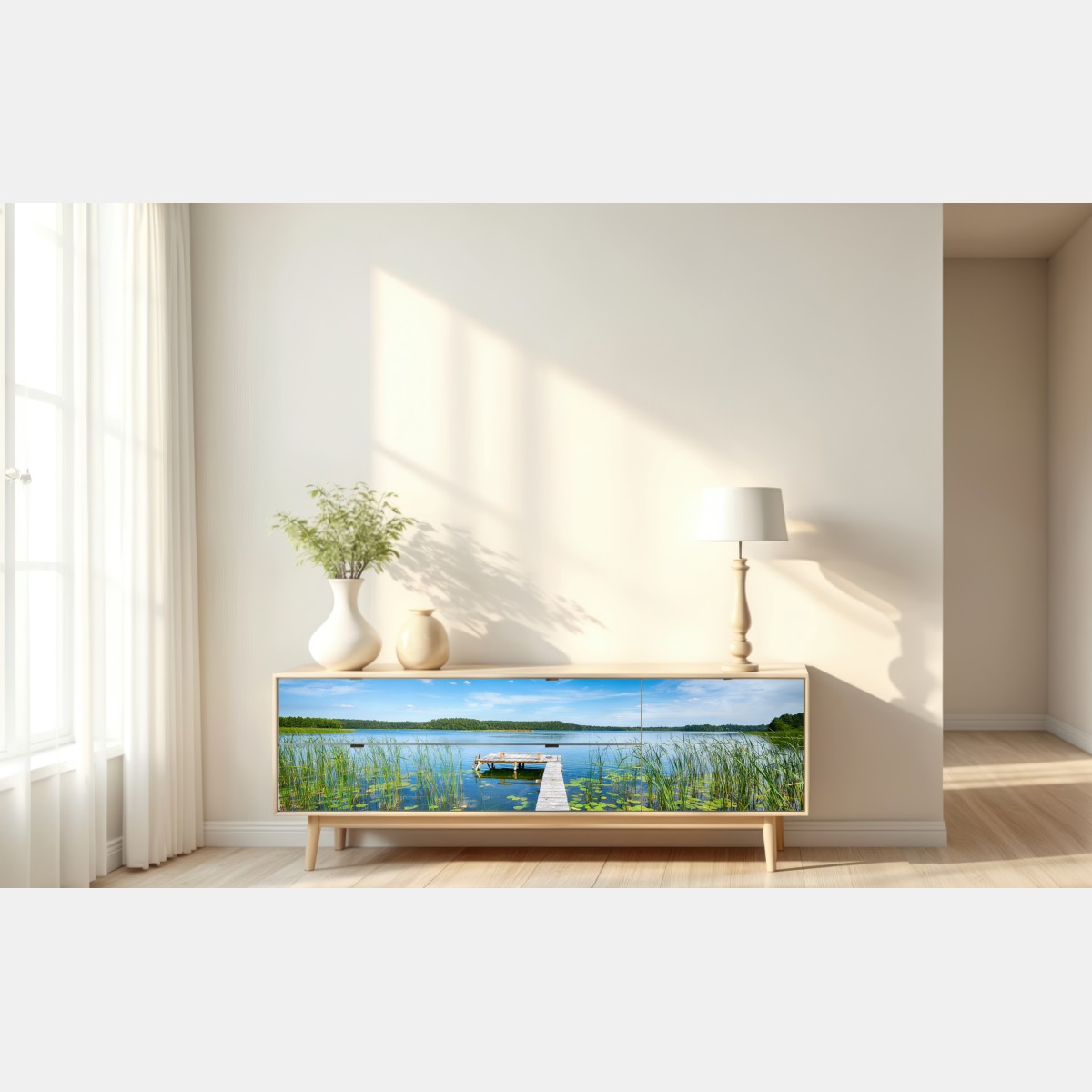 Naklejka repozycjonowalna pomost na Mazurach latem – Wallissimo® Naklejka repozycjonowalna pomost na Mazurach latem – Wallissimo®