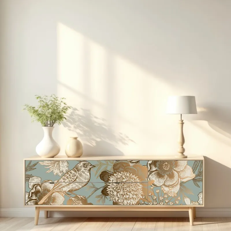 Naklejka repozycjonowalna pomost o zachodzie słońca nad jeziorem – Wallissimo®