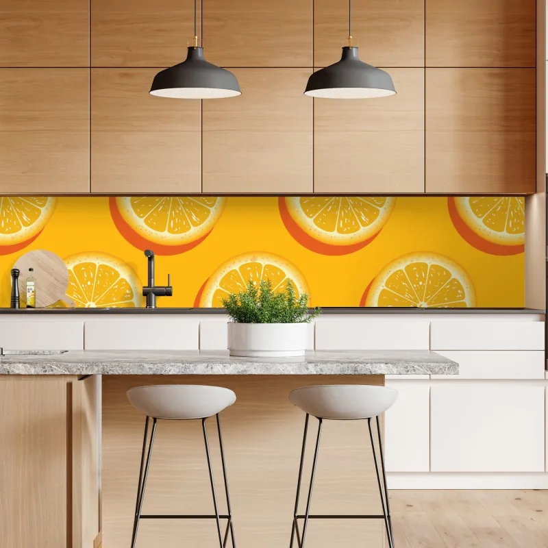 Naklejka repozycjonowalna żywy wzór plasterków pomarańczy – Wallissimo® Naklejka repozycjonowalna żywy wzór plasterków pomarańczy – Wallissimo®