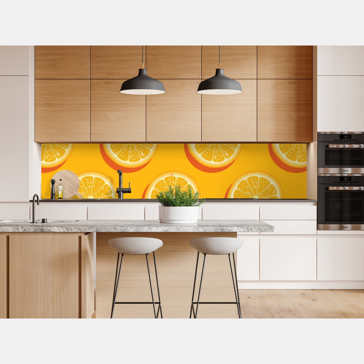Naklejka repozycjonowalna żywy wzór plasterków pomarańczy – Wallissimo® Naklejka repozycjonowalna żywy wzór plasterków pomarańczy – Wallissimo®