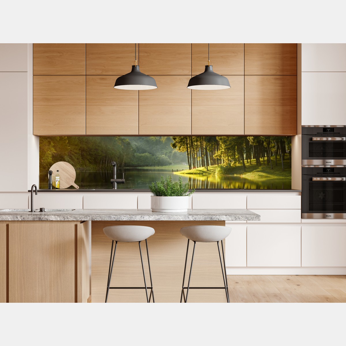 Naklejka repozycjonowalna spokojny las sosnowy nad cichym jeziorem – Wallissimo® Naklejka repozycjonowalna spokojny las sosnowy nad cichym jeziorem – Wallissimo®