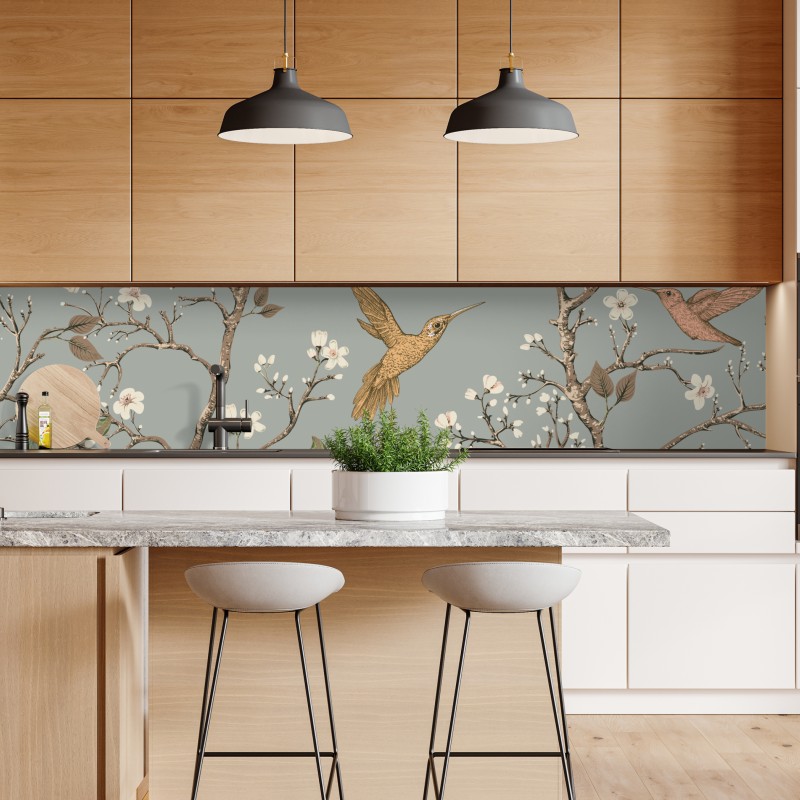 Naklejka repozycjonowalna vintage wzór kolibrów i kwiatów – Wallissimo® Naklejka repozycjonowalna vintage wzór kolibrów i kwiatów – Wallissimo®