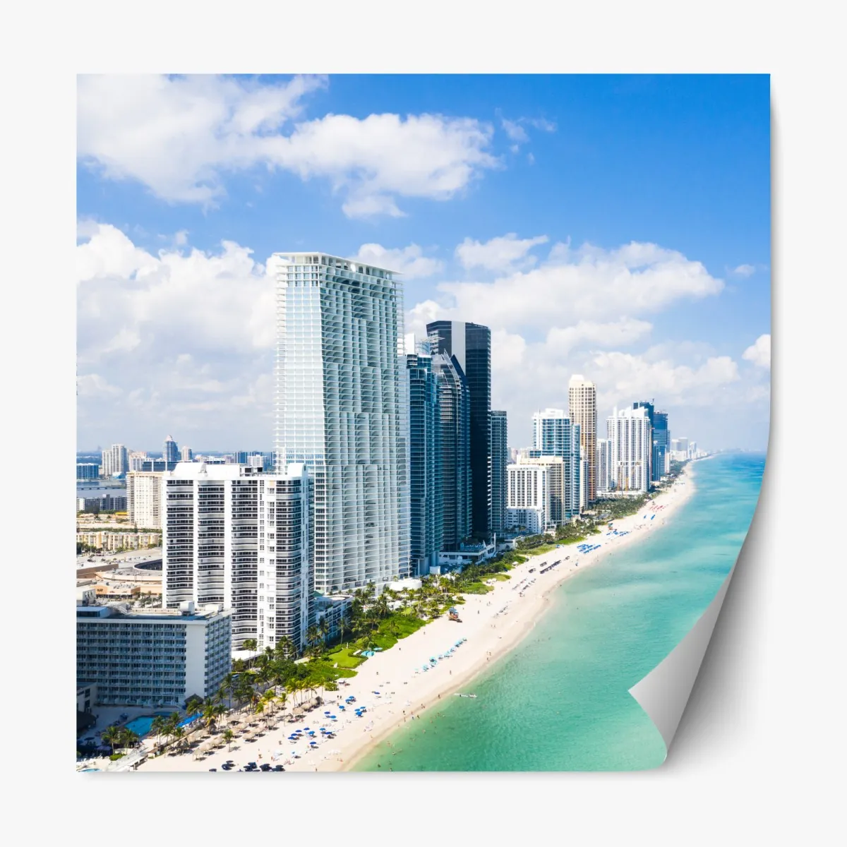 Naklejka repozycjonowalna turkusowa linia brzegowa z wieżowcami – Wallissimo® Naklejka repozycjonowalna turkusowa linia brzegowa z wieżowcami – Wallissimo®