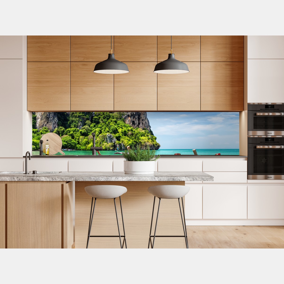 Naklejka repozycjonowalna spokojne łodzie longtail na plaży Railay, Tajlandia – Wallissimo® Naklejka repozycjonowalna spokojne łodzie longtail na plaży Railay, Tajlandia – Wallissimo®