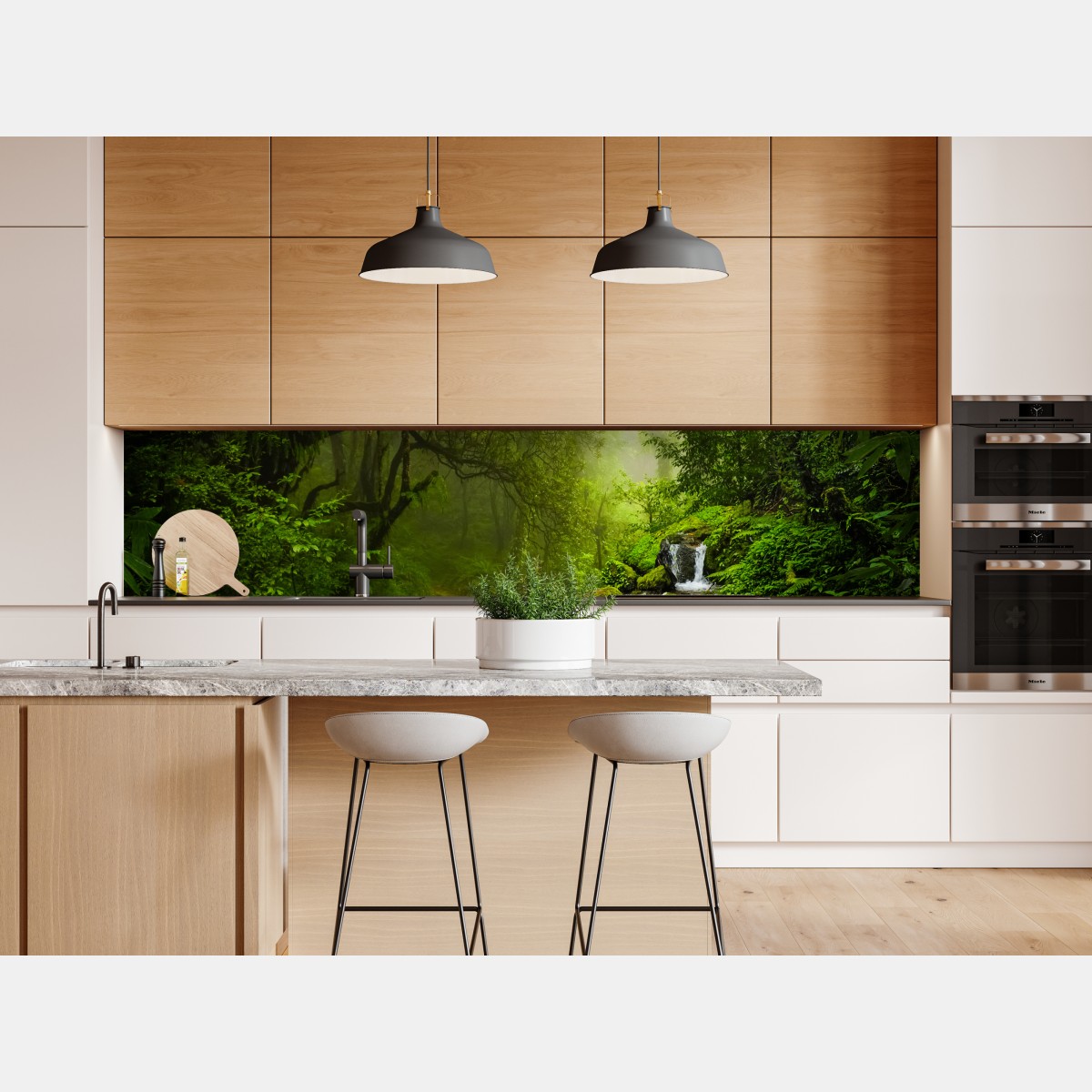 Naklejka repozycjonowalna bujny mglisty leśny wodospad – Wallissimo® Naklejka repozycjonowalna bujny mglisty leśny wodospad – Wallissimo®