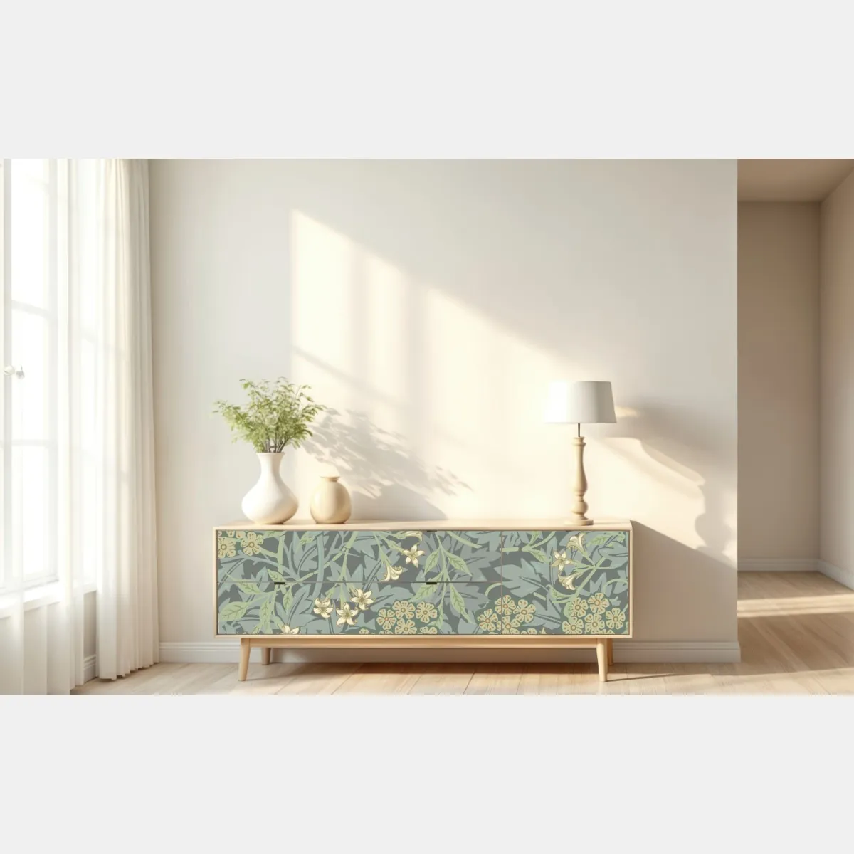 Naklejka repozycjonowalna vintage botaniczny wzór kwiatowy – Wallissimo® Naklejka repozycjonowalna vintage botaniczny wzór kwiatowy – Wallissimo®