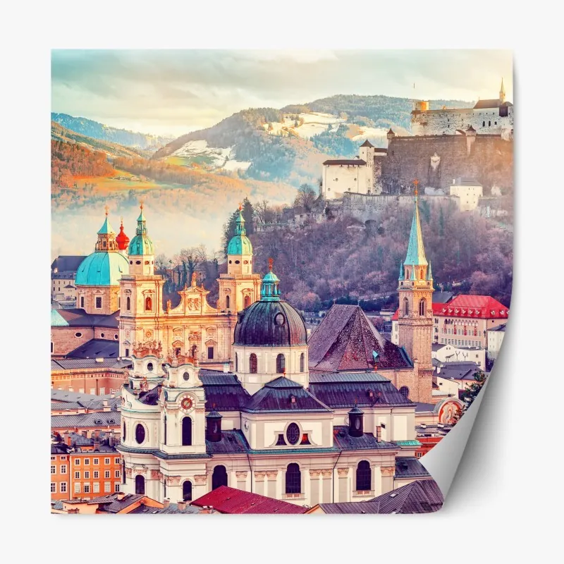 Naklejka repozycjonowalna zachód słońca nad Salzburgiem