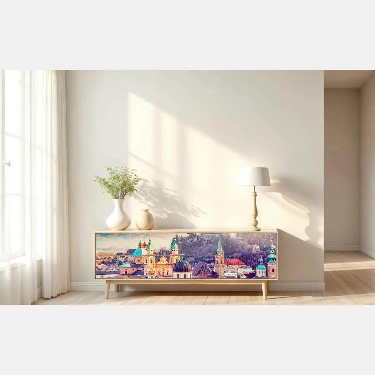 Naklejka repozycjonowalna zachód słońca nad Salzburgiem – Wallissimo® Naklejka repozycjonowalna zachód słońca nad Salzburgiem – Wallissimo®