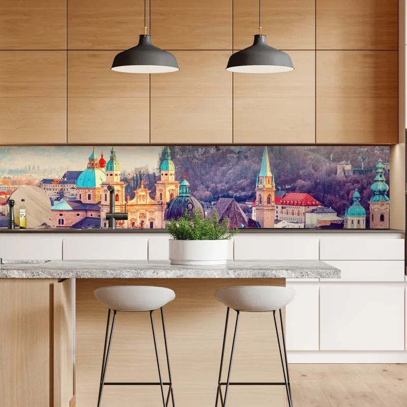 Naklejka repozycjonowalna zachód słońca nad Salzburgiem – Wallissimo® Naklejka repozycjonowalna zachód słońca nad Salzburgiem – Wallissimo®