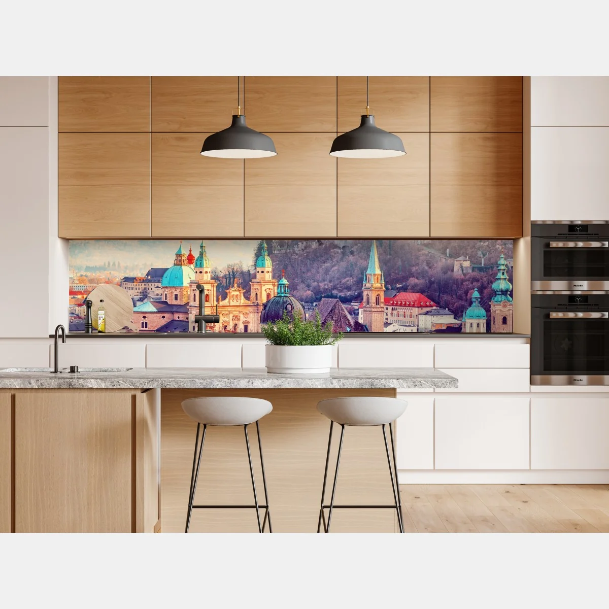 Naklejka repozycjonowalna zachód słońca nad Salzburgiem – Wallissimo® Naklejka repozycjonowalna zachód słońca nad Salzburgiem – Wallissimo®