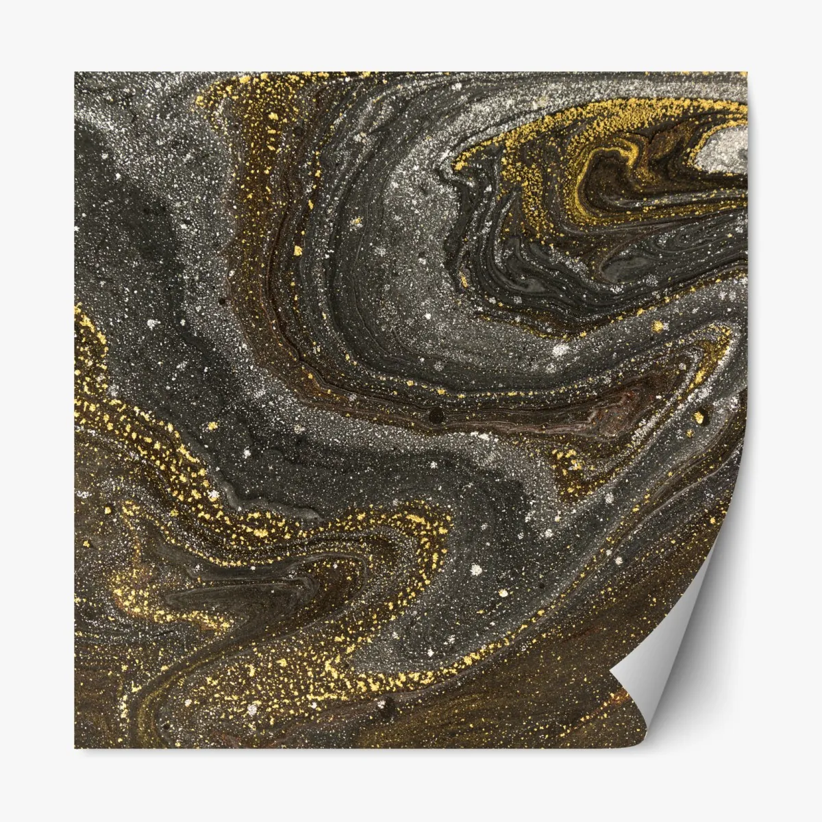 Naklejka repozycjonowalna złoto-czarny marmurowy wir abstrakcyjny – Wallissimo® Naklejka repozycjonowalna złoto-czarny marmurowy wir abstrakcyjny – Wallissimo®