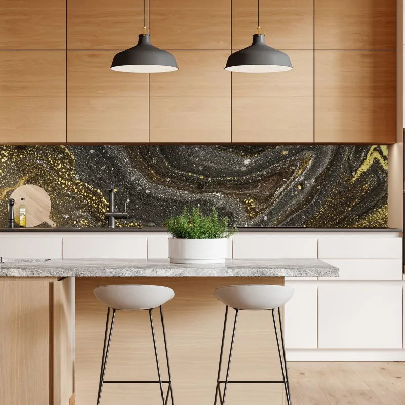 Naklejka repozycjonowalna złoto-czarny marmurowy wir abstrakcyjny – Wallissimo® Naklejka repozycjonowalna złoto-czarny marmurowy wir abstrakcyjny – Wallissimo®