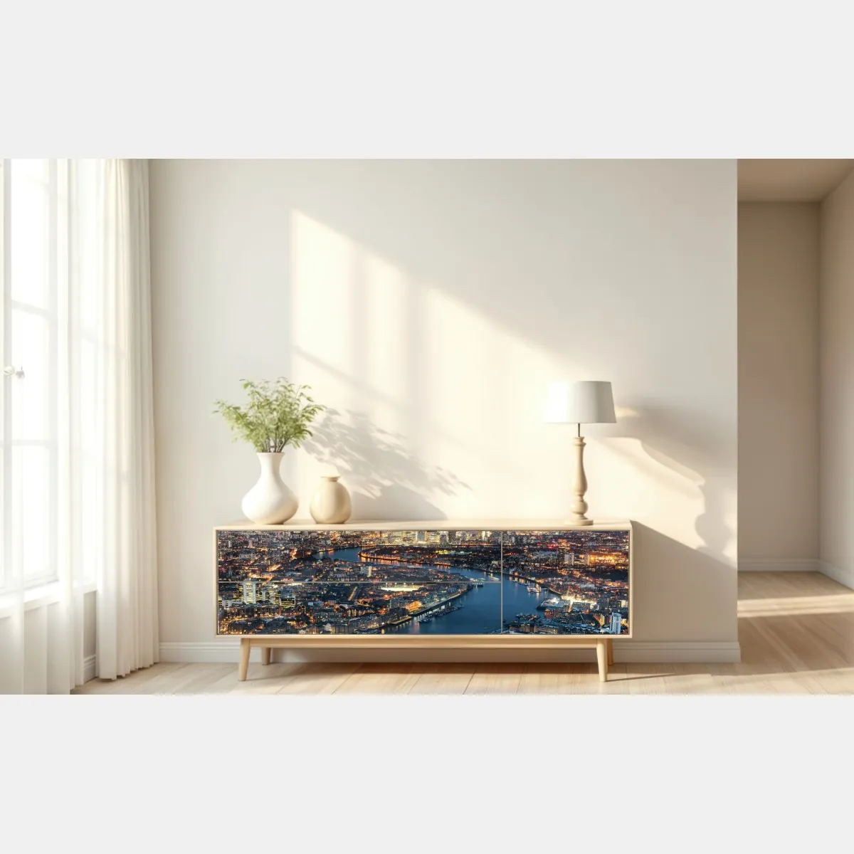 Naklejka repozycjonowalna nocna panorama Londynu – Wallissimo® Naklejka repozycjonowalna nocna panorama Londynu – Wallissimo®