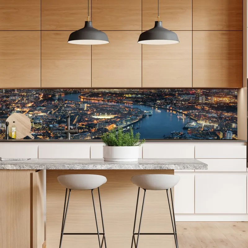 Naklejka repozycjonowalna nocna panorama Londynu – Wallissimo® Naklejka repozycjonowalna nocna panorama Londynu – Wallissimo®