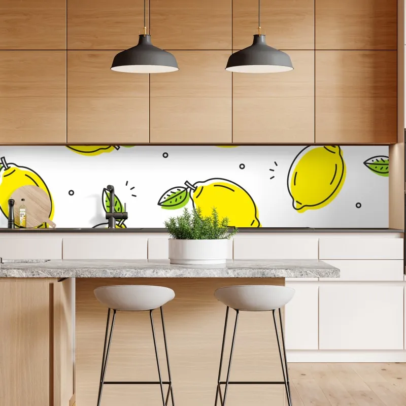 Naklejka repozycjonowalna słoneczny wzór z cytrynami – Wallissimo® Naklejka repozycjonowalna słoneczny wzór z cytrynami – Wallissimo®