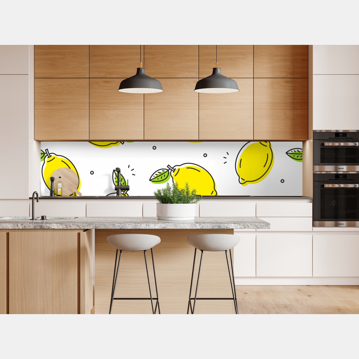 Naklejka repozycjonowalna słoneczny wzór z cytrynami – Wallissimo® Naklejka repozycjonowalna słoneczny wzór z cytrynami – Wallissimo®