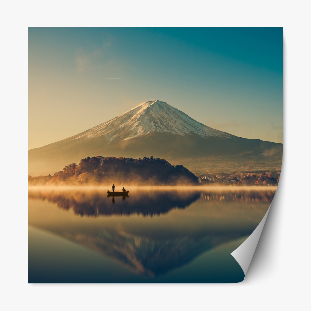 Repositionable sticker Mount Fuji sunrise over Lake Kawaguchiko